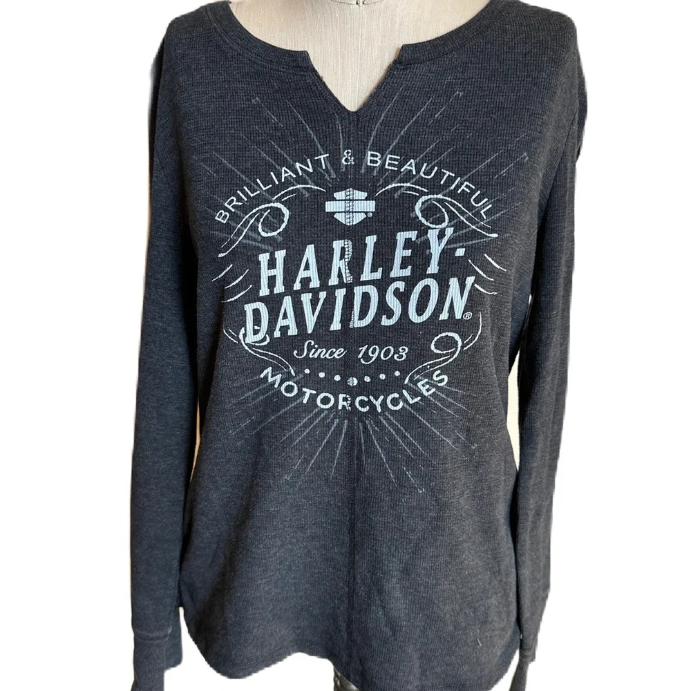 Harley Davidson Women”s Charcoal Gray Thermal. Size. large - Picture 1 of 6